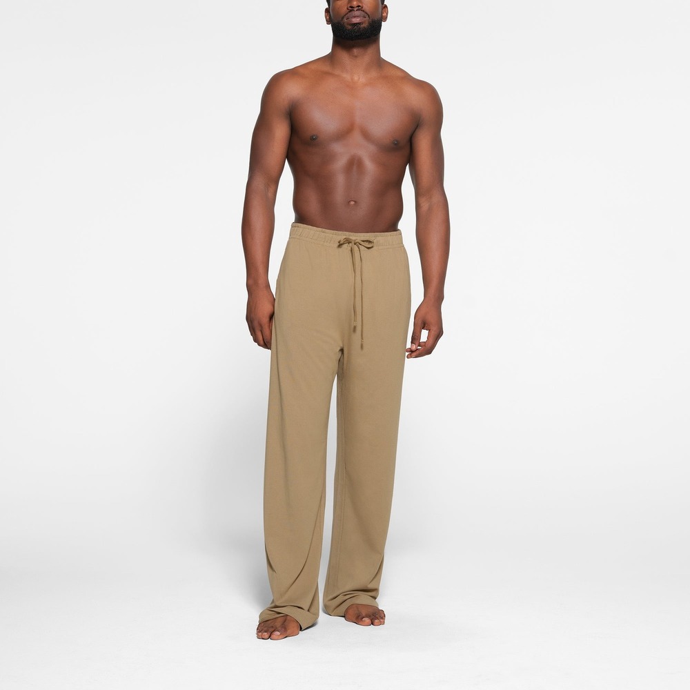 Skims Mens Sleep Pant Ochre Tan Drawstring Lounge Pajama Bottoms Size L 759